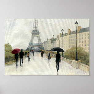 Eiffel Tower   Paris In The Rain Poster