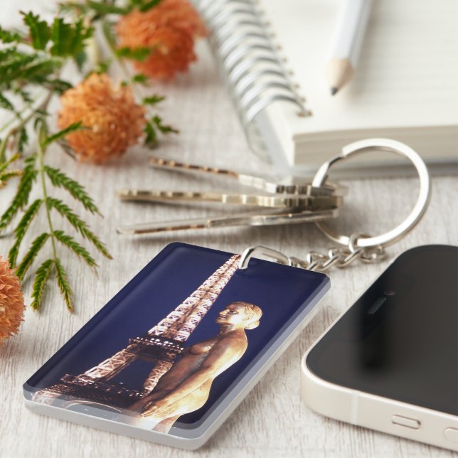 Eiffel tower Paris  lady keychain (Front Right)