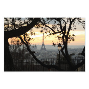 Eiffel Tower Paris Montmartre Sunset - Photo Print