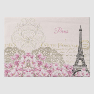 Eiffel Tower, Paris Pink Magnolia Tissue Paper