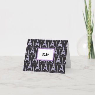 Eiffel Tower Paris Purple Thank You Notes