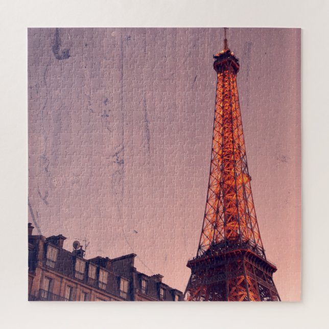Eiffel Tower - Paris Retro Style - 20x20 -676 pcs. Jigsaw Puzzle (Vertical)
