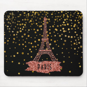 Eiffel Tower Paris Rose Gold Glam Confetti Dots Mouse Pad