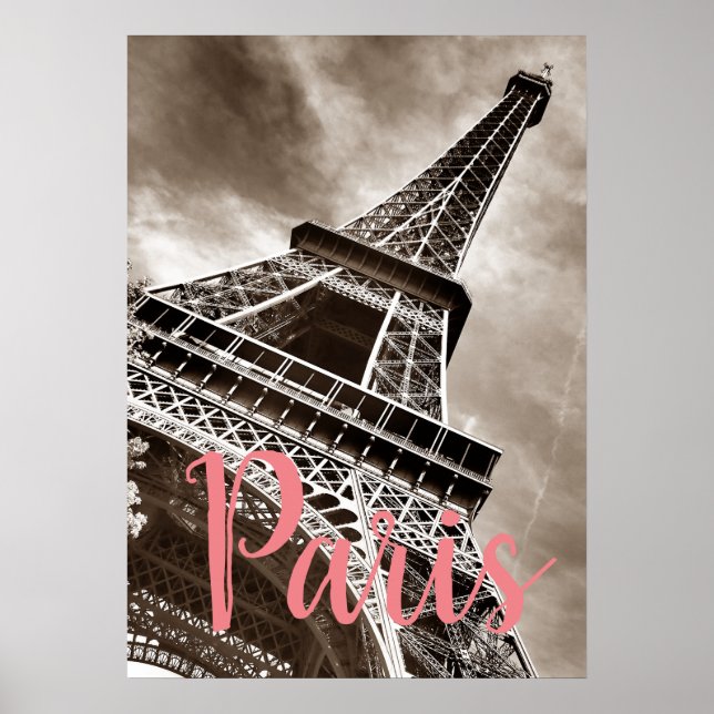 Eiffel Tower Paris Sepia Vintage Poster (Front)