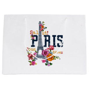 Eiffel Tower Paris Shirt Salut Flowering Paris Fra Large Gift Bag