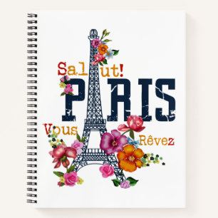 Eiffel Tower Paris Shirt Salut Flowering Paris Fra Notebook