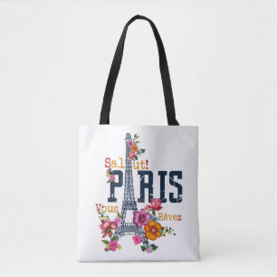 Eiffel Tower Paris Shirt Salut Flowering Paris Fra Tote Bag