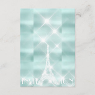 Eiffel Tower Paris Sparkly Stars Tiffany  Diamond Invitation