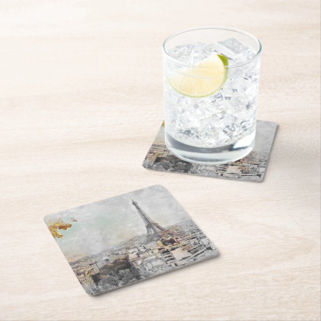 Eiffel Tower Paris Square Paper Coaster (Insitu)