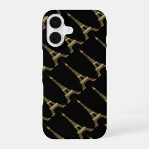 Eiffel Tower Paris Themed Black iPhone 16 Case