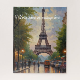 Eiffel Tower Paris Travel Vintage Retro Art Name Jigsaw Puzzle