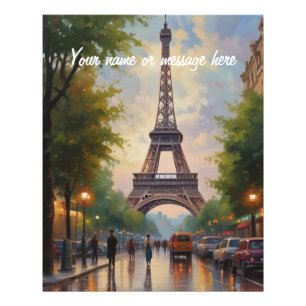 Eiffel Tower Paris Travel Vintage Retro Art Name Photo Print