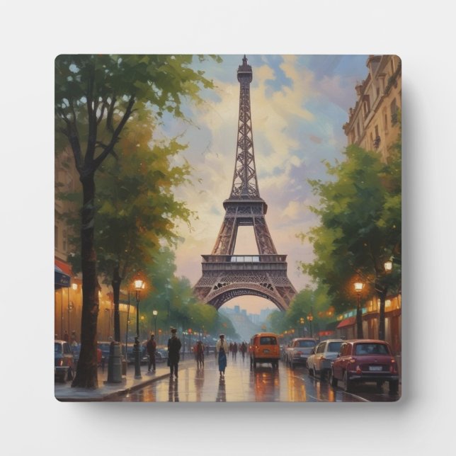 Eiffel Tower Paris Travel Vintage Retro Art Plaque (Front)