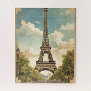 Eiffel Tower Paris Travel Vintage Style Retro Art Jigsaw Puzzle
