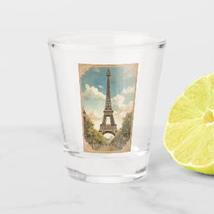 Eiffel Tower Paris Travel Vintage Style Retro Art Shot Glass
