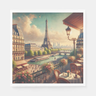 Eiffel Tower Paris Vintage Oil Painting Napkin