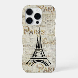 Eiffel Tower Paris Vintage Postcard Design iPhone 16 Pro Case