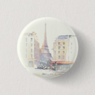 Eiffel Tower Paris Watercolor 3 Cm Round Badge