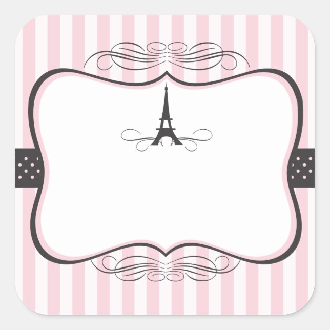 Eiffel Tower Paris Wedding Square Sticker (Front)