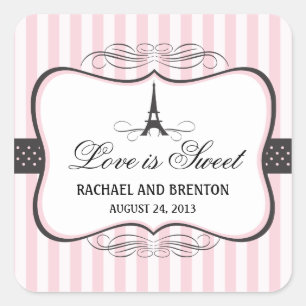 Eiffel Tower Paris Wedding Square Sticker