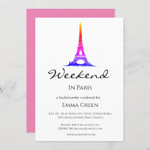 Eiffel Tower Paris   Weekend Getaway Invitation