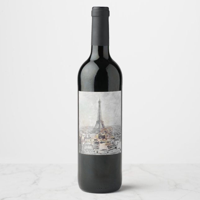🍷 Eiffel Tower Paris Wine Label – Elegant French  (Front)