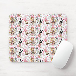 Eiffel Tower Parisian Girl Paris Flower Pink Heart Mouse Pad