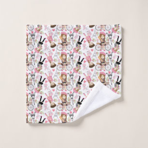 Eiffel Tower Parisian Girl Paris Flower Pink Heart Wash Cloth