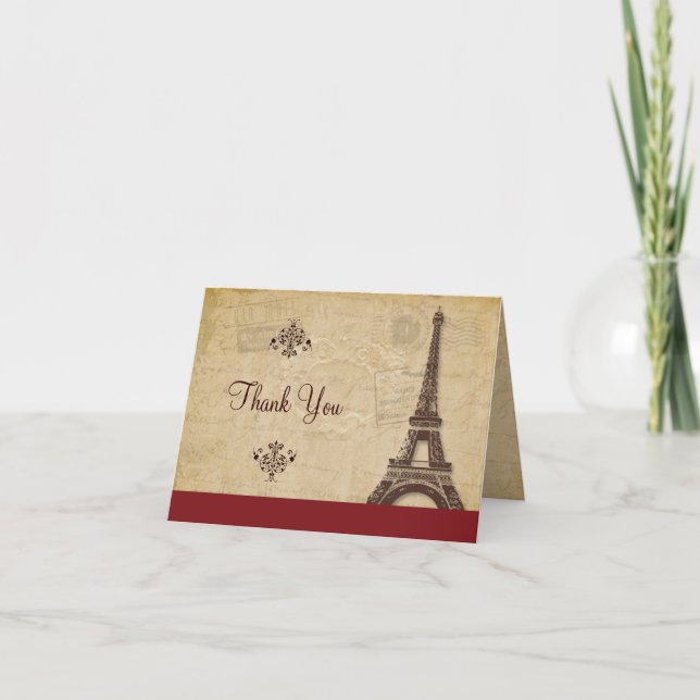 Eiffel Tower Parisian Thank You Card (Front)