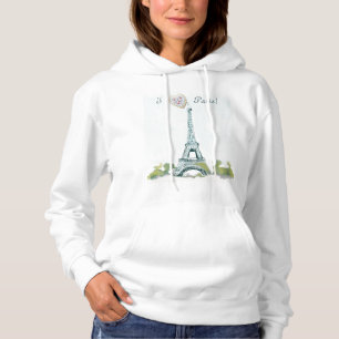 Eiffel Tower Pen and Ink Sketch   I heart Paris Hoodie