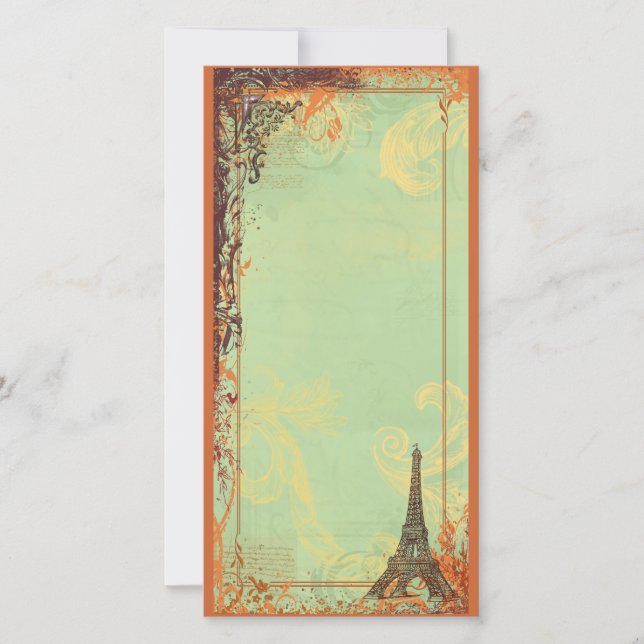 Eiffel Tower Photo Card Invitation or Menu (Front)