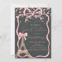 Eiffel Tower Pink Bow Dots Gray Sweet 16