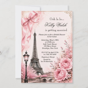 Eiffel Tower Pink Paris Bridal Shower Invitation