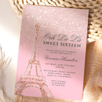Eiffel tower pink rose gold glitter Sweet 16