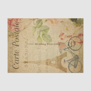 Eiffel Tower Pink Roses French Ephemera Decoupage Tissue Paper