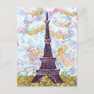 Eiffel Tower Pointillism landscape postcard