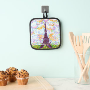 Eiffel Tower Pointillism Landscape Pot Holder