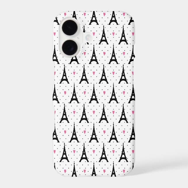 Eiffel Tower Polka Dots & Hearts Pattern (Back)