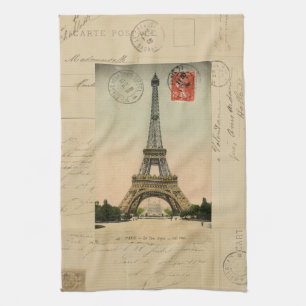 Eiffel Tower Postcard Kitchen Towel