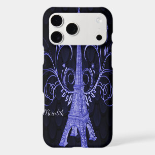 Eiffel Tower Purple Floral Swirls