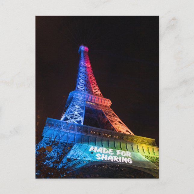 Eiffel Tower Rainbow Made for Sharing Paris Postcard (Front)