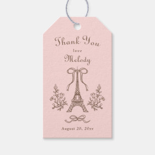 Eiffel Tower Ribbons Bow Parisian Pink Thank You Gift Tags