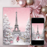 Eiffel Tower, Santa, Paris Chic Pink Christmas Holiday Card<br><div class="desc">Capture the magic of a Parisian Christmas with our 'Eiffel Tower, Santa, Paris Chic Pink Christmas Holiday Card.' This exquisite card features a charming blend of Parisian elegance and holiday cheer. The iconic Eiffel Tower stands tall against a backdrop of chic pink hues, with Santa adding a touch of festive...</div>