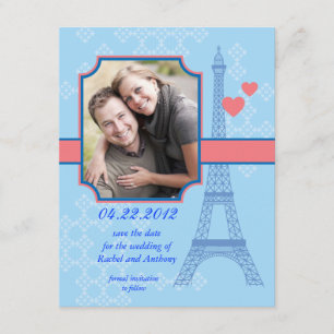 Eiffel Tower Save The Date Photo Card Invitation