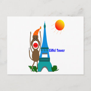 Eiffel Tower Sock Monkey Gifts Postcard
