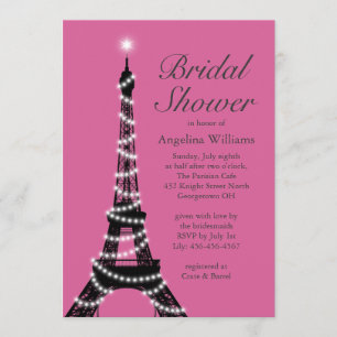 Eiffel Tower Sparkles Bridal Shower Invite fuchsia