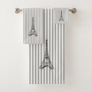 Eiffel Tower Stripe Bath Towel Set