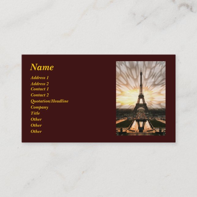 Eiffel Tower, template Business Card (Front)