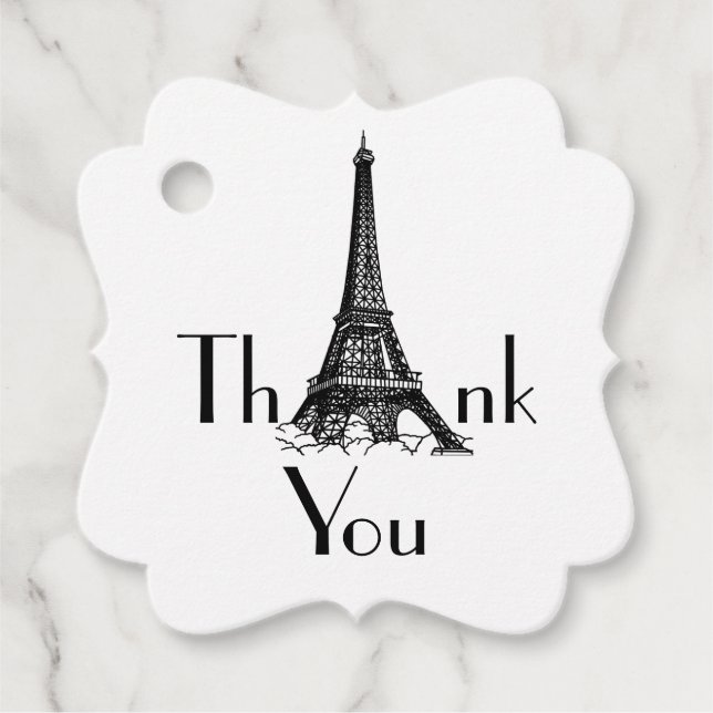 Eiffel Tower Thank You Favour Tags (Front)