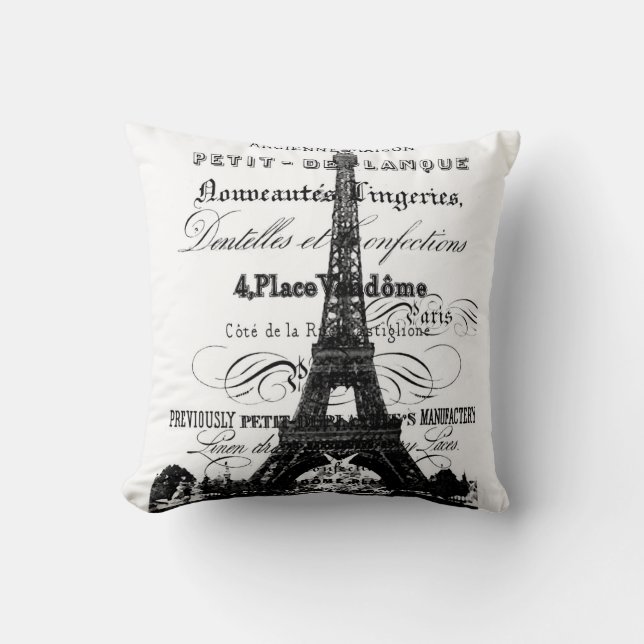 Eiffel Tower Throw Pillow 20" x 20" (Front)